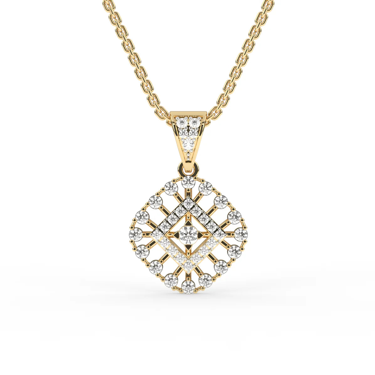 Blossom Flower Round Diamond Pendant