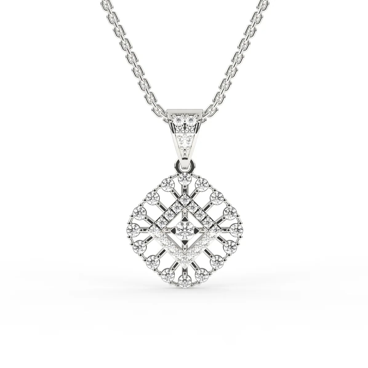 Blossom Flower Round Diamond Pendant