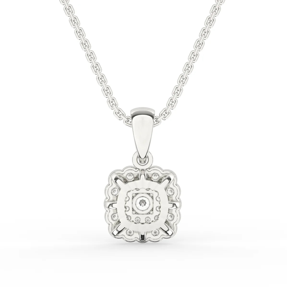 Square Shap Double Halo Pendant For Her