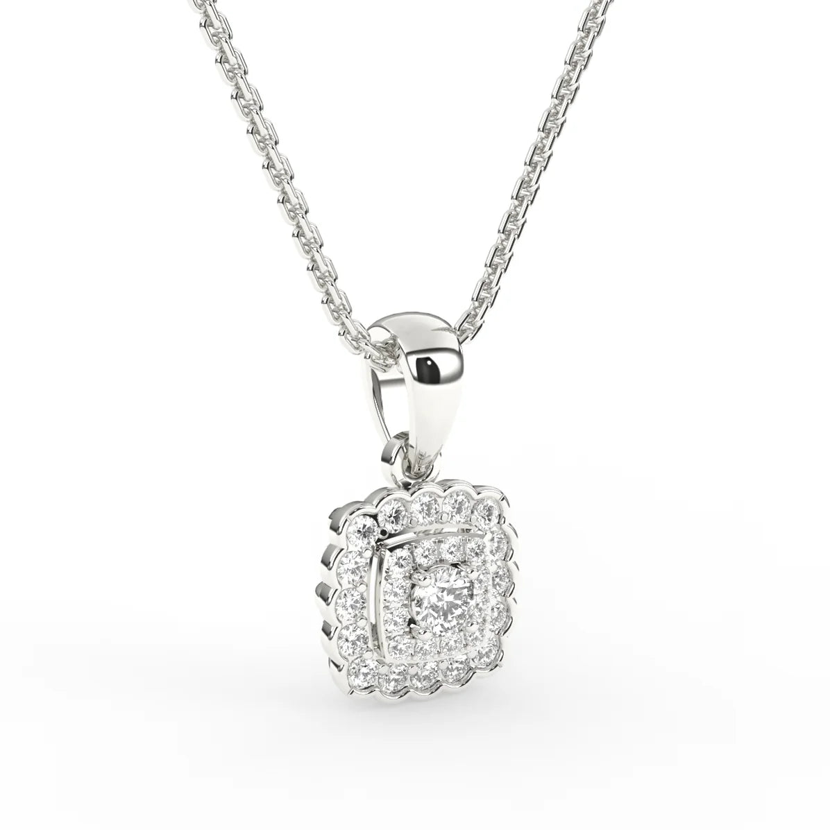 Square Shap Double Halo Pendant For Her