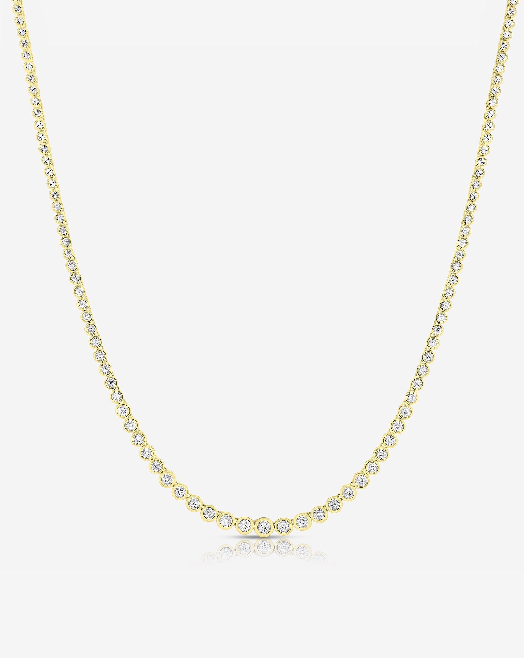 Graduated Bezel Diamond Tennis Necklace