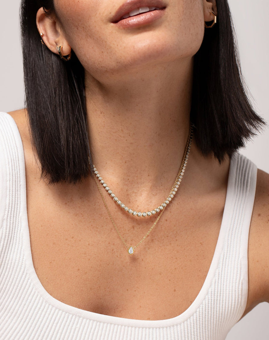 Graduated Bezel Diamond Tennis Necklace