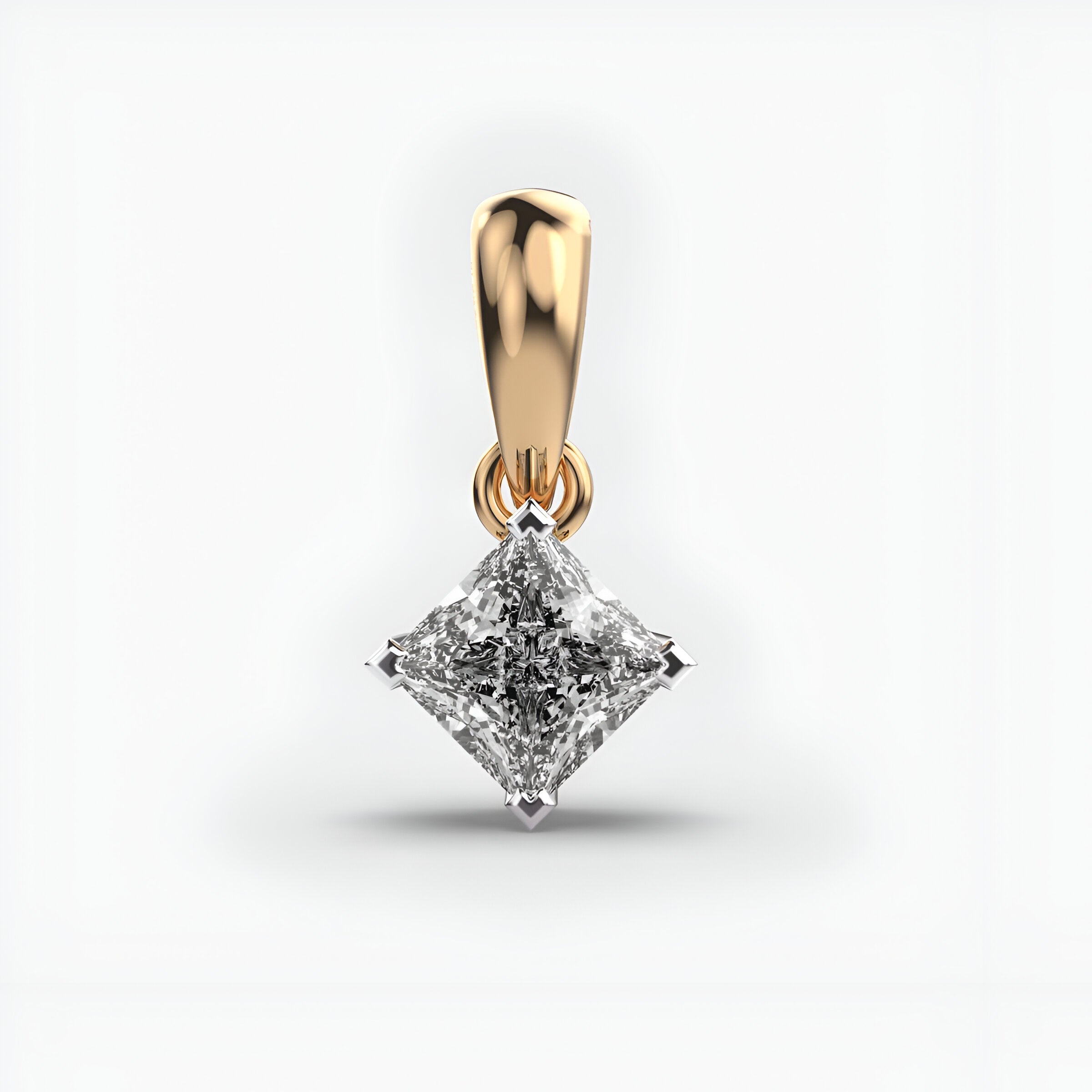 1 Carat Classic Princess Solitaire Pendant