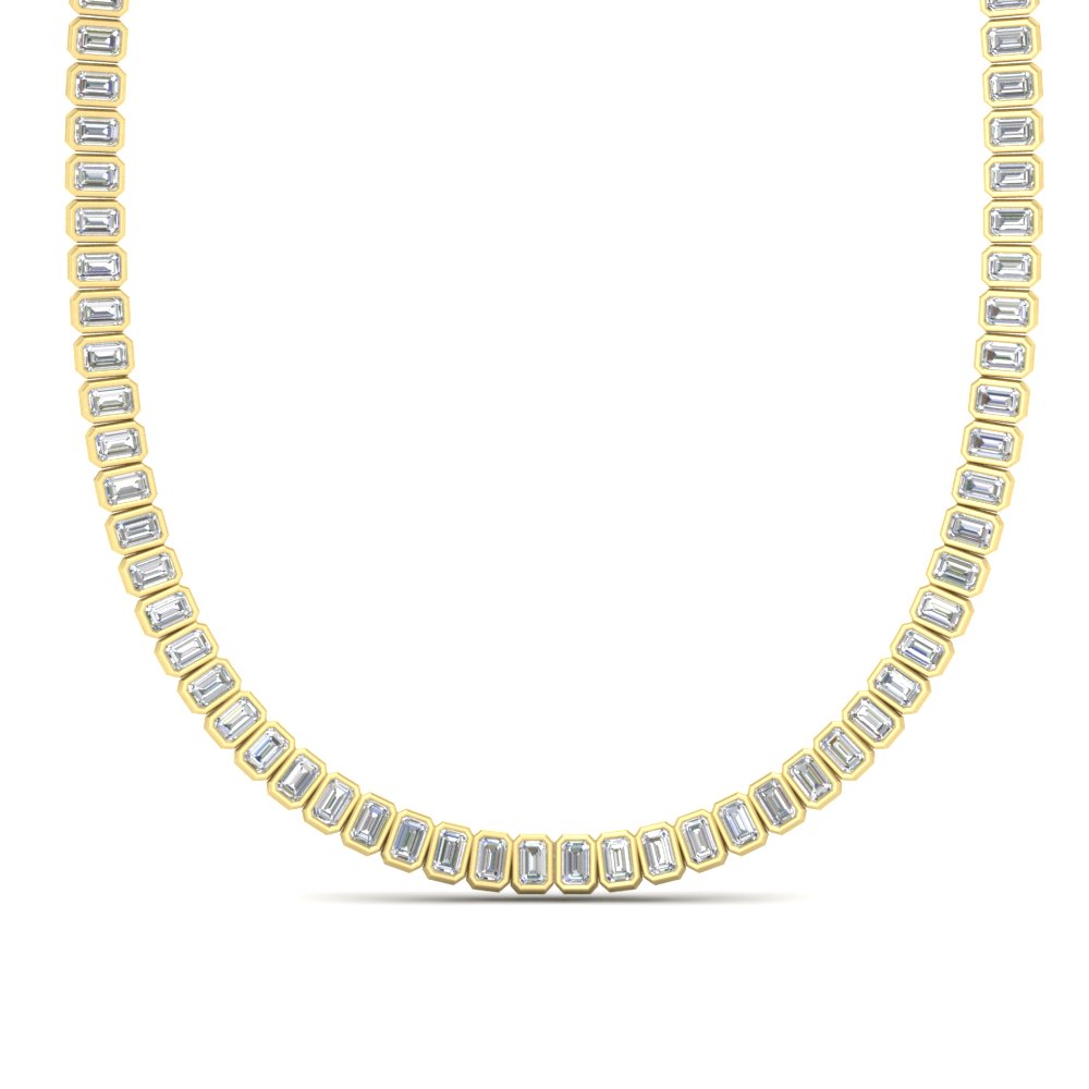 Luxury Tennis Bezel Set Emerald Cut Necklace