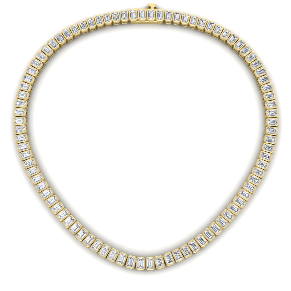 Luxury Tennis Bezel Set Emerald Cut Necklace