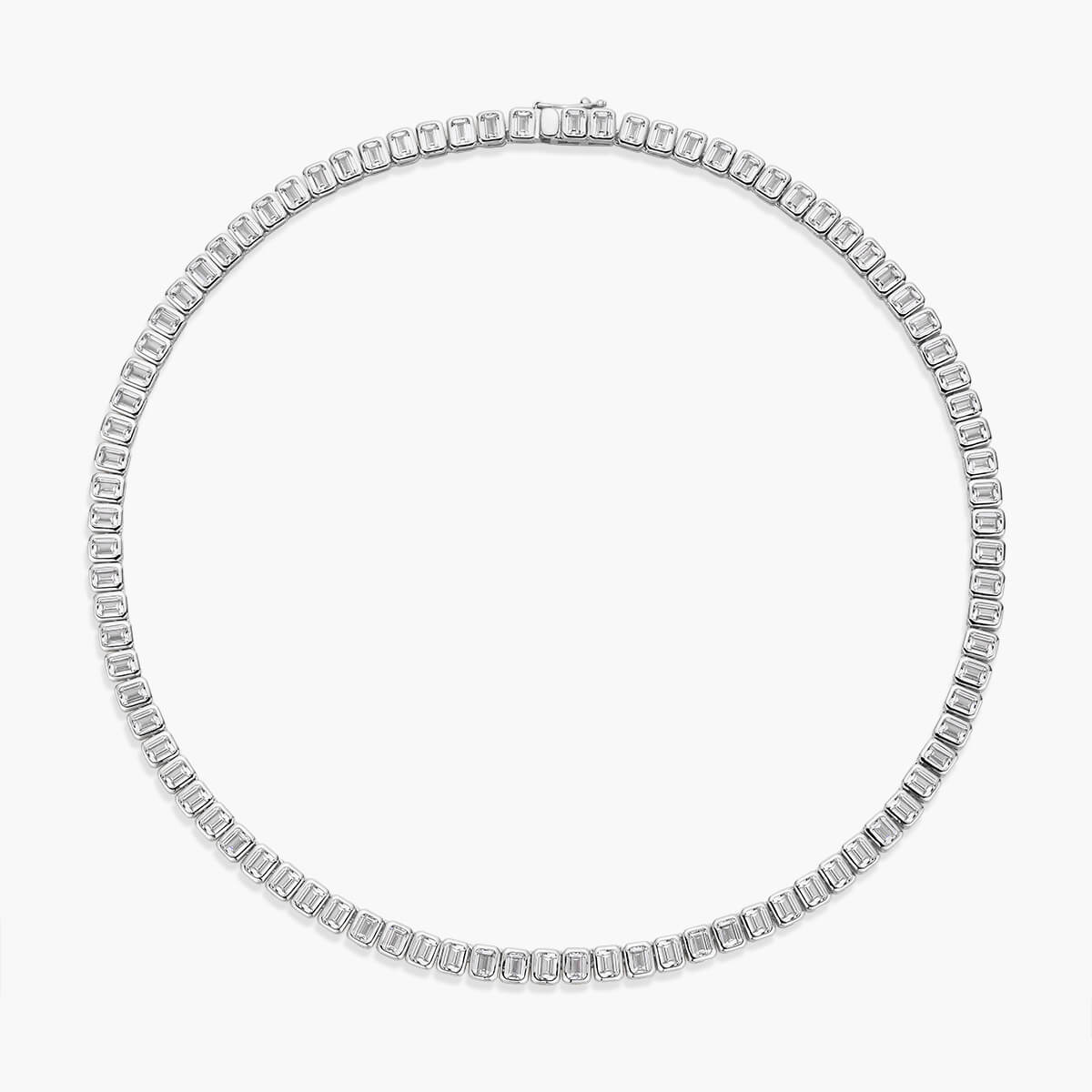 Luxury Tennis Bezel Set Emerald Cut Necklace