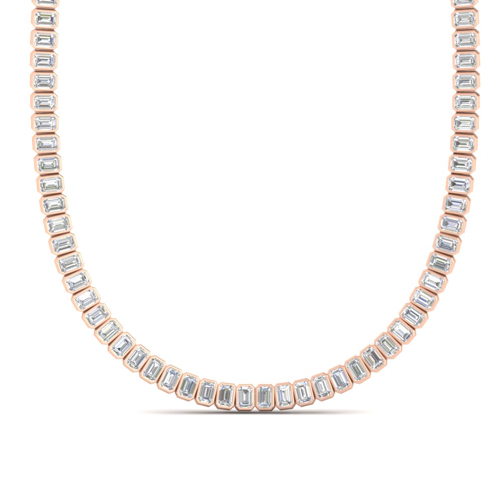 Luxury Tennis Bezel Set Emerald Cut Necklace