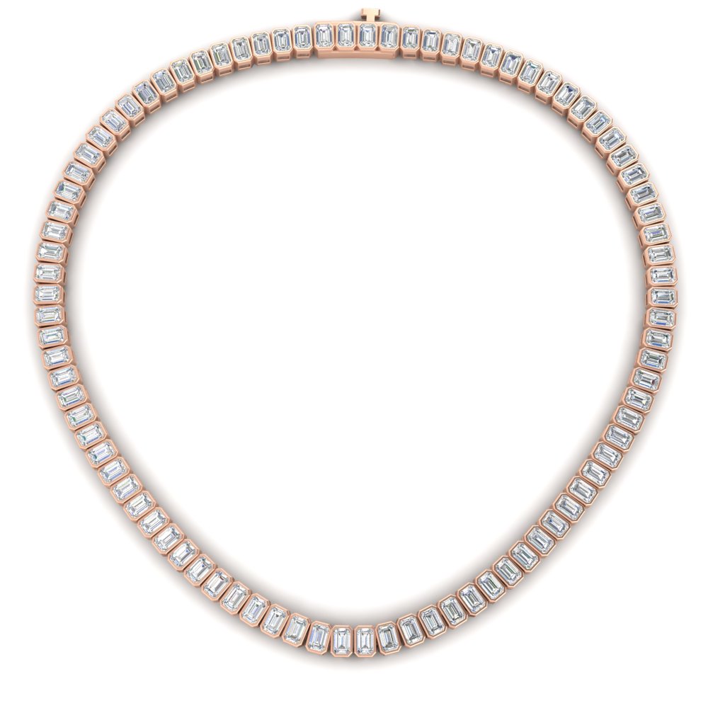 Luxury Tennis Bezel Set Emerald Cut Necklace