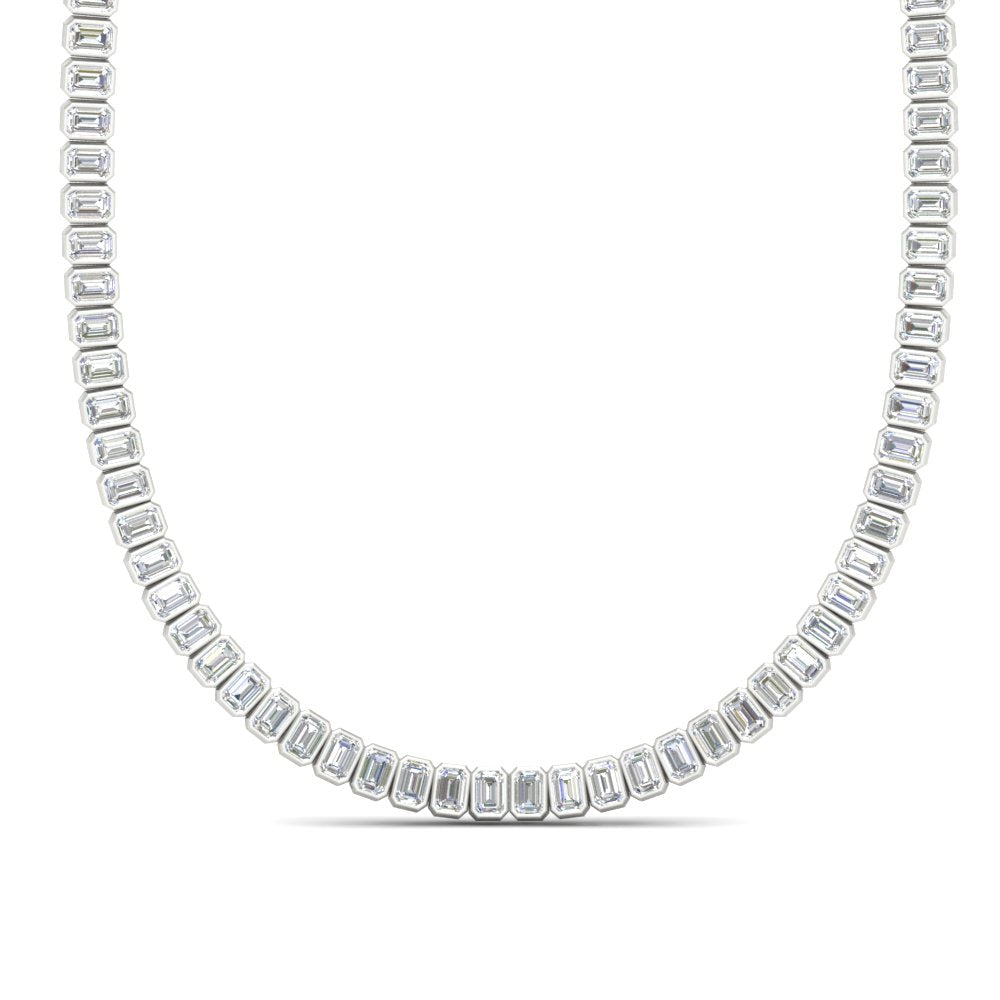 Luxury Tennis Bezel Set Emerald Cut Necklace