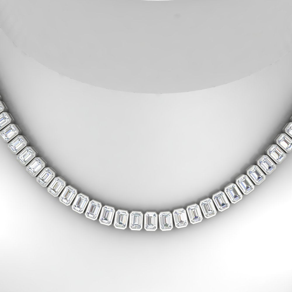 Luxury Tennis Bezel Set Emerald Cut Necklace