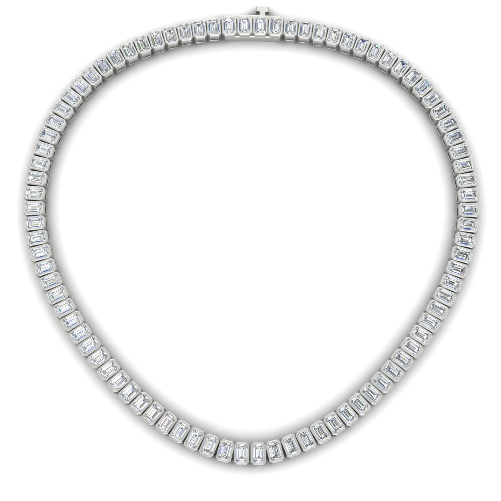 Luxury Tennis Bezel Set Emerald Cut Necklace