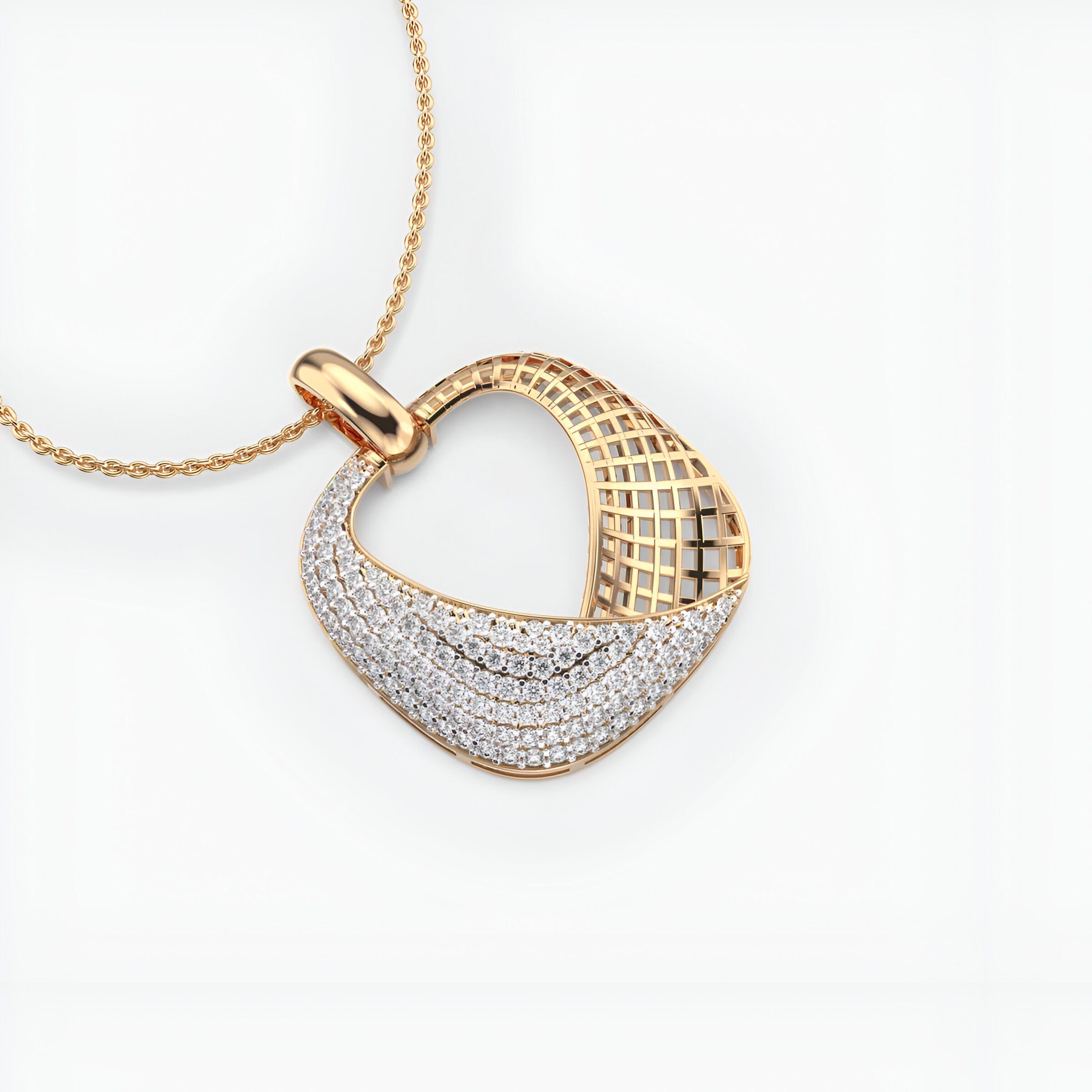 Swirling Mesh Diamond Pendant