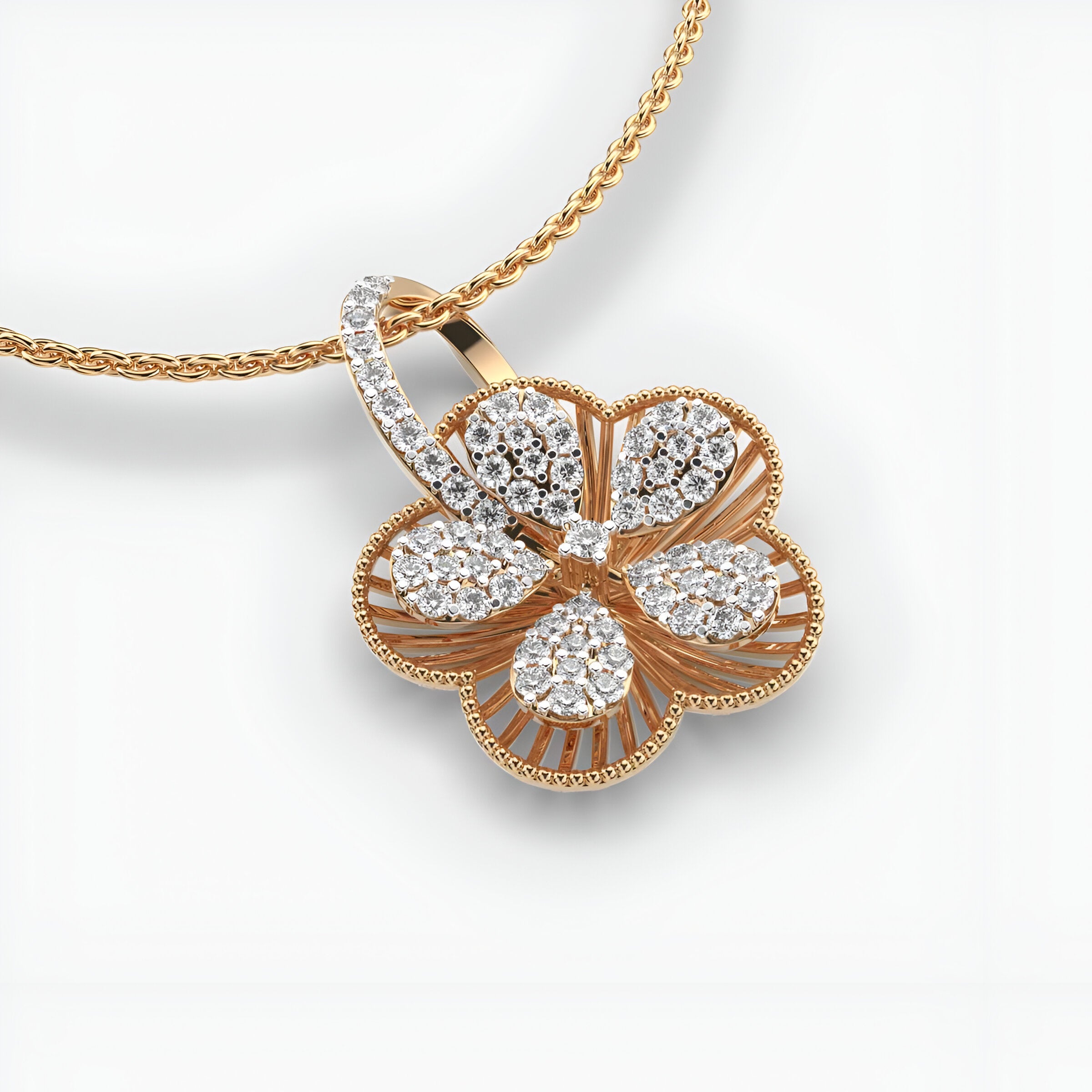 Intricate Flora Diamond Pendant