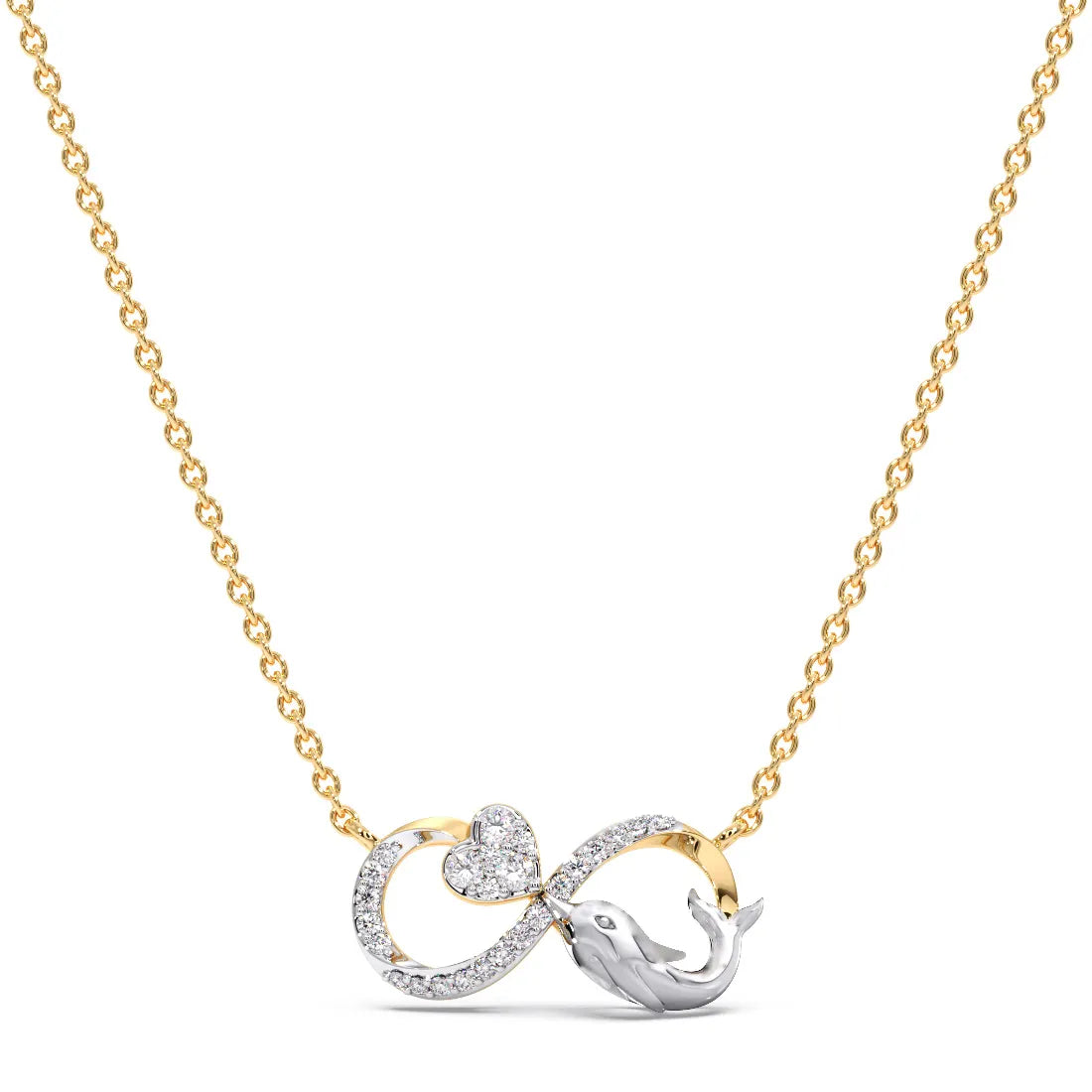 Infinity Dolphin Diamond Pendant Necklace