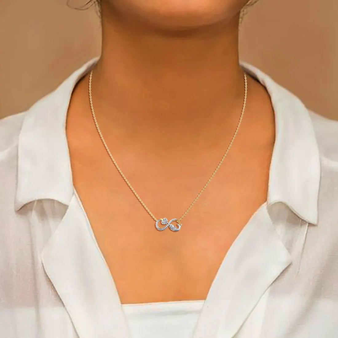 Infinity Dolphin Diamond Pendant Necklace