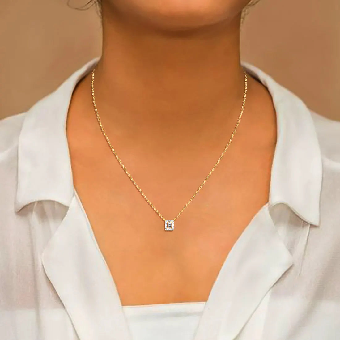 Square Classics Diamond Pendant Necklace