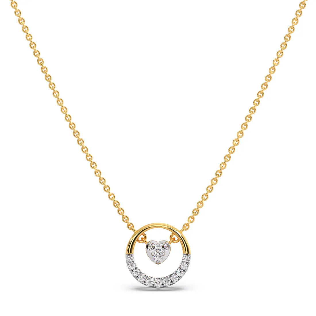 Heart In Orbit Diamond Pendant Necklace