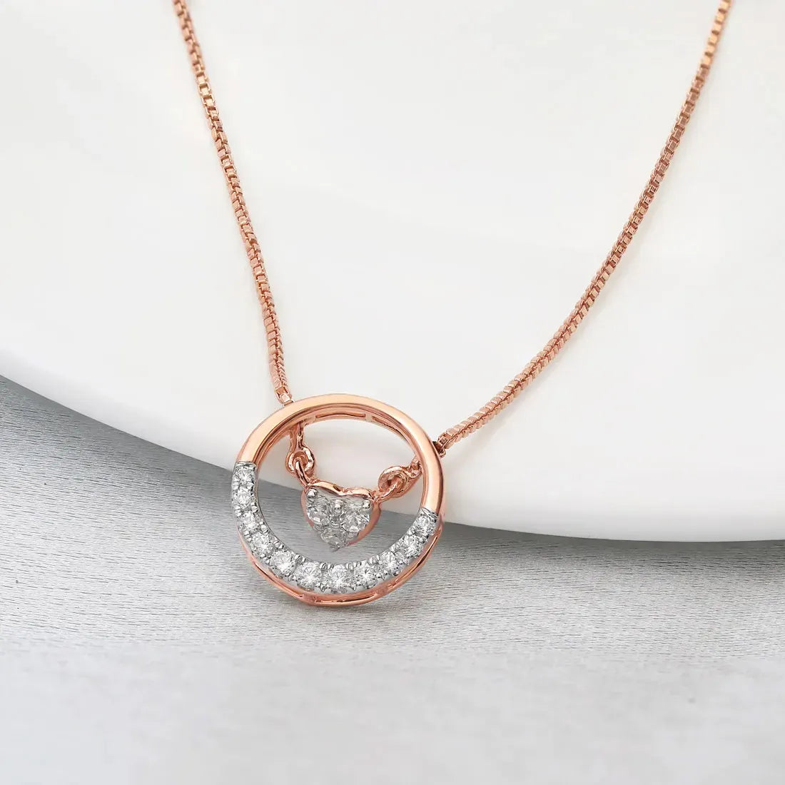 Heart In Orbit Diamond Pendant Necklace