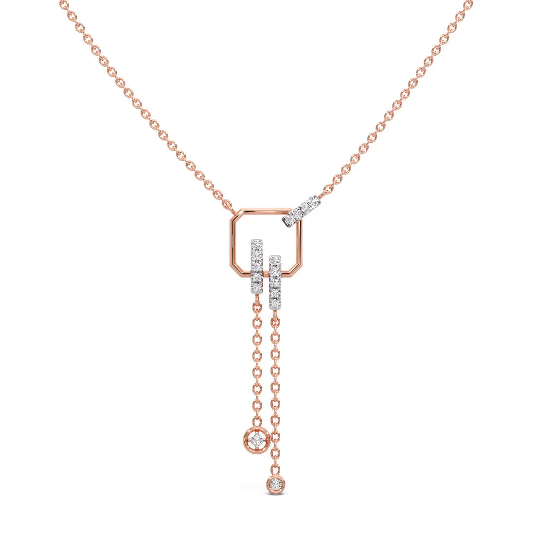 Square Geometry Diamond Pendant Necklace