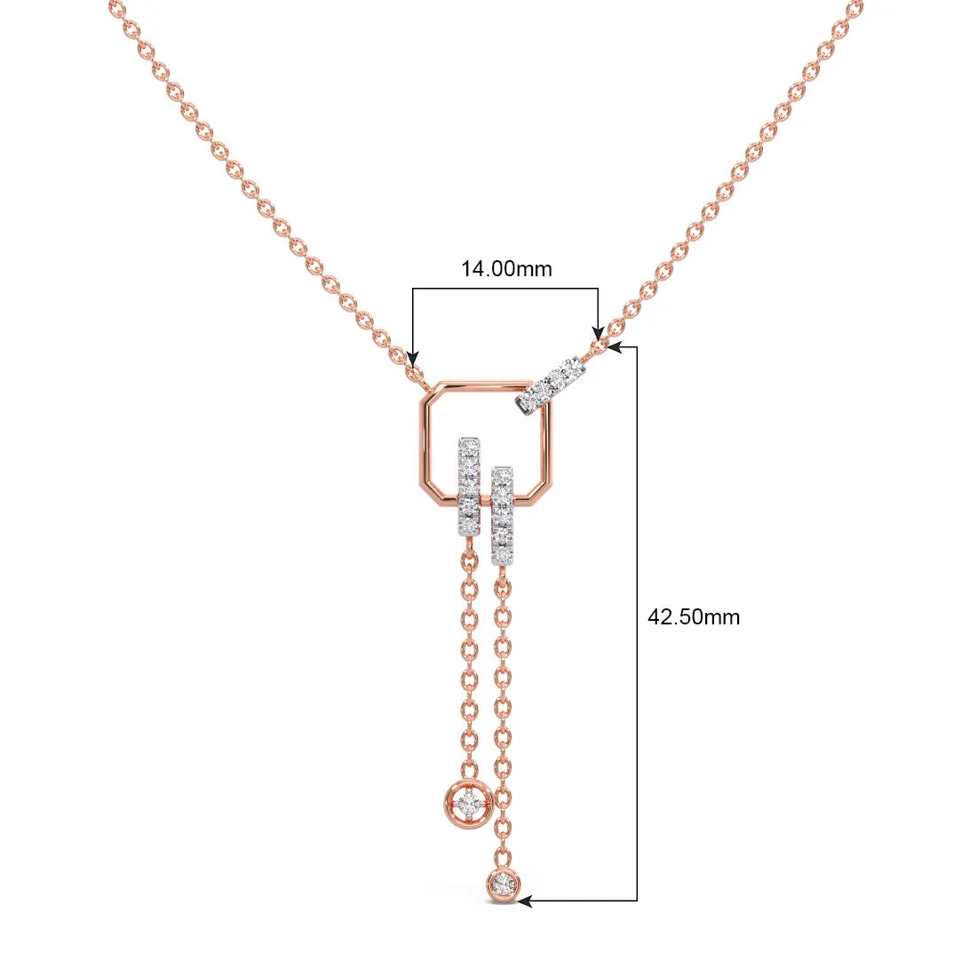 Square Geometry Diamond Pendant Necklace