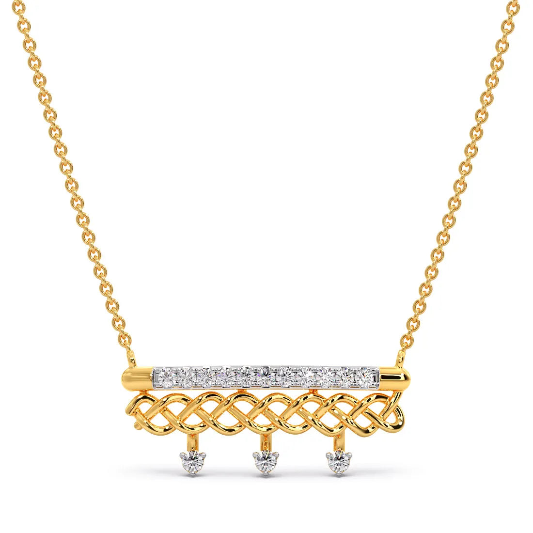 Braid Diamond Pendant Necklace