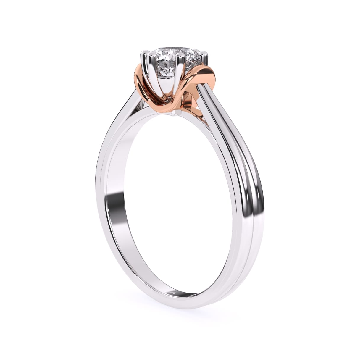 Unique Two Tone Solitaire Diamond Ring