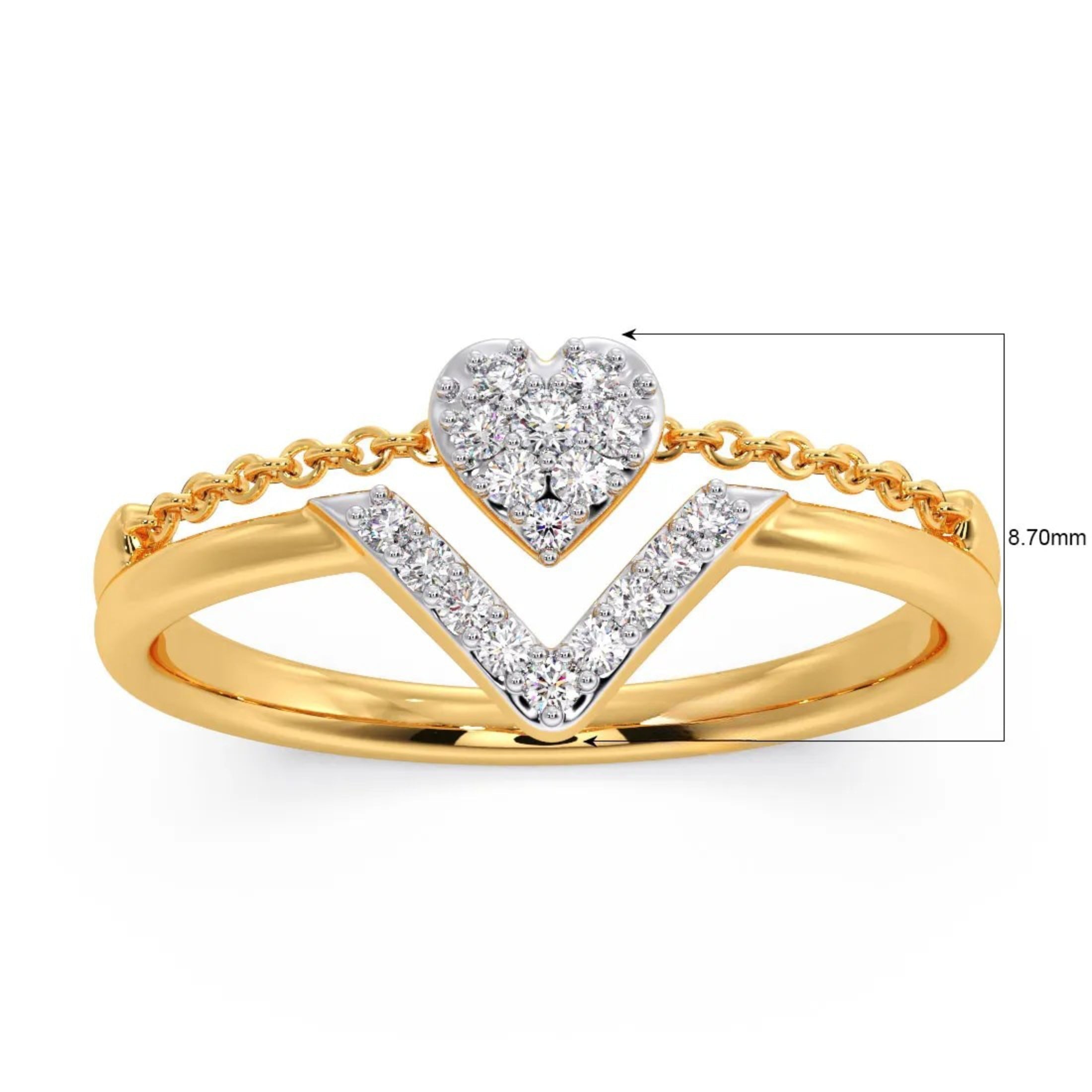 Hanging Heart Diamond Stackable Ring