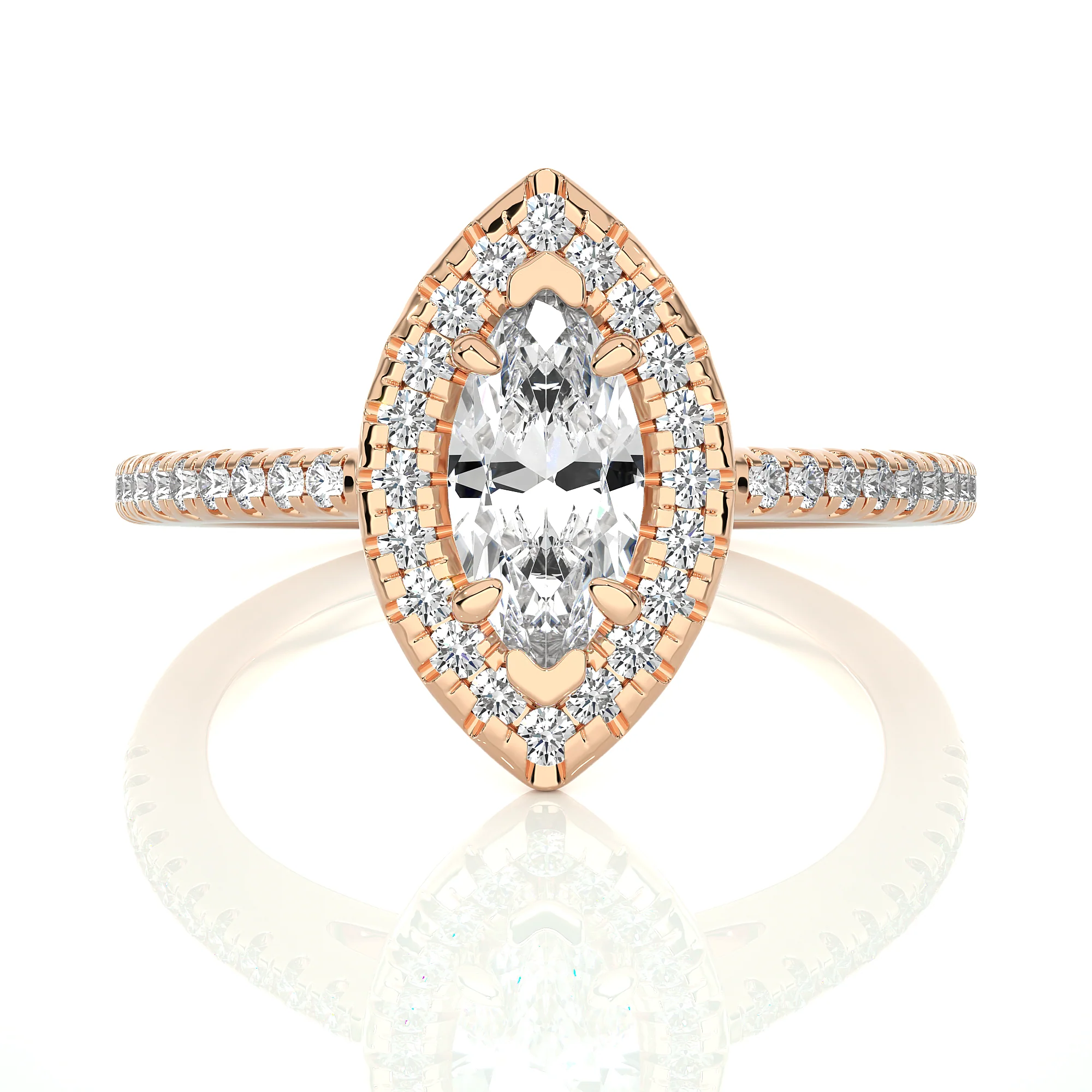 0.60 Carat Marquise Halo Solitaire Ring