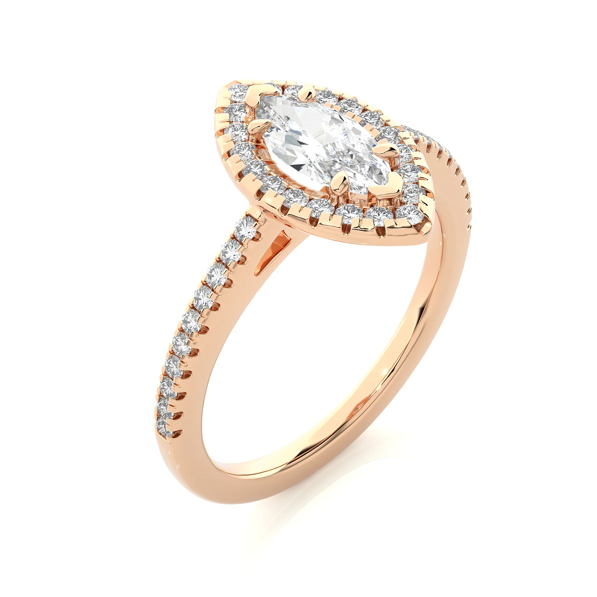 0.60 Carat Marquise Halo Solitaire Ring