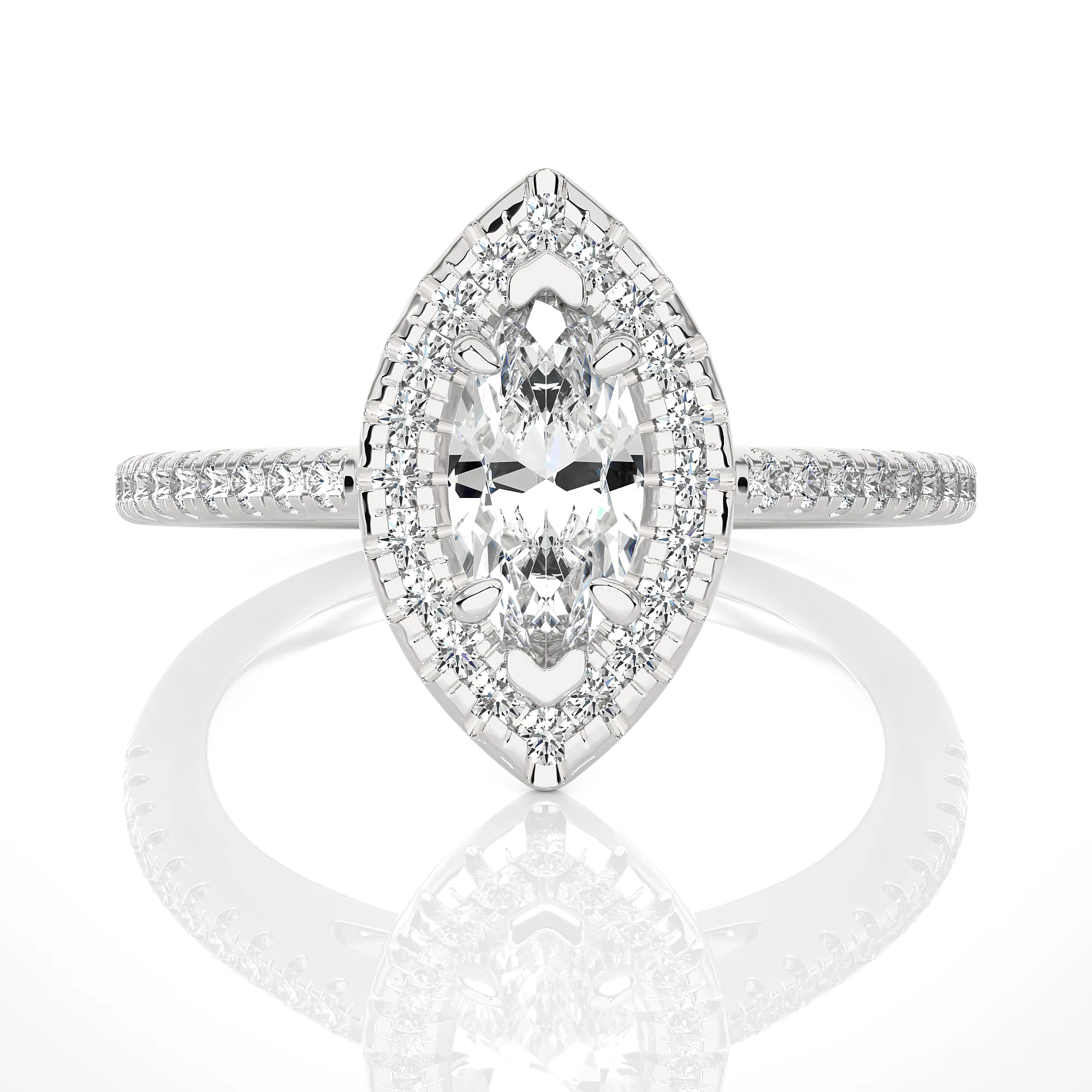 0.60 Carat Marquise Halo Solitaire Ring