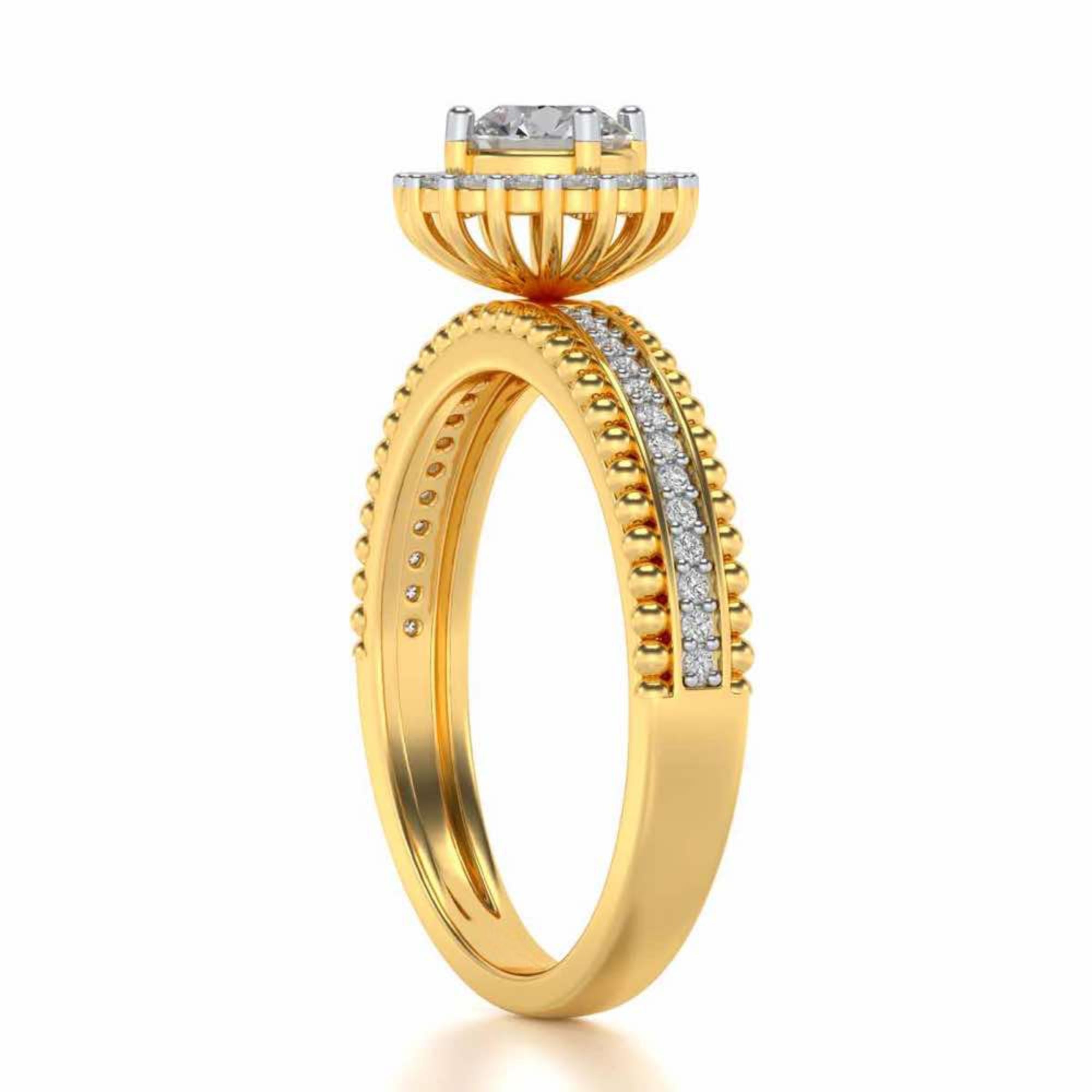 Regal Charm Solitaire Halo Diamond Ring