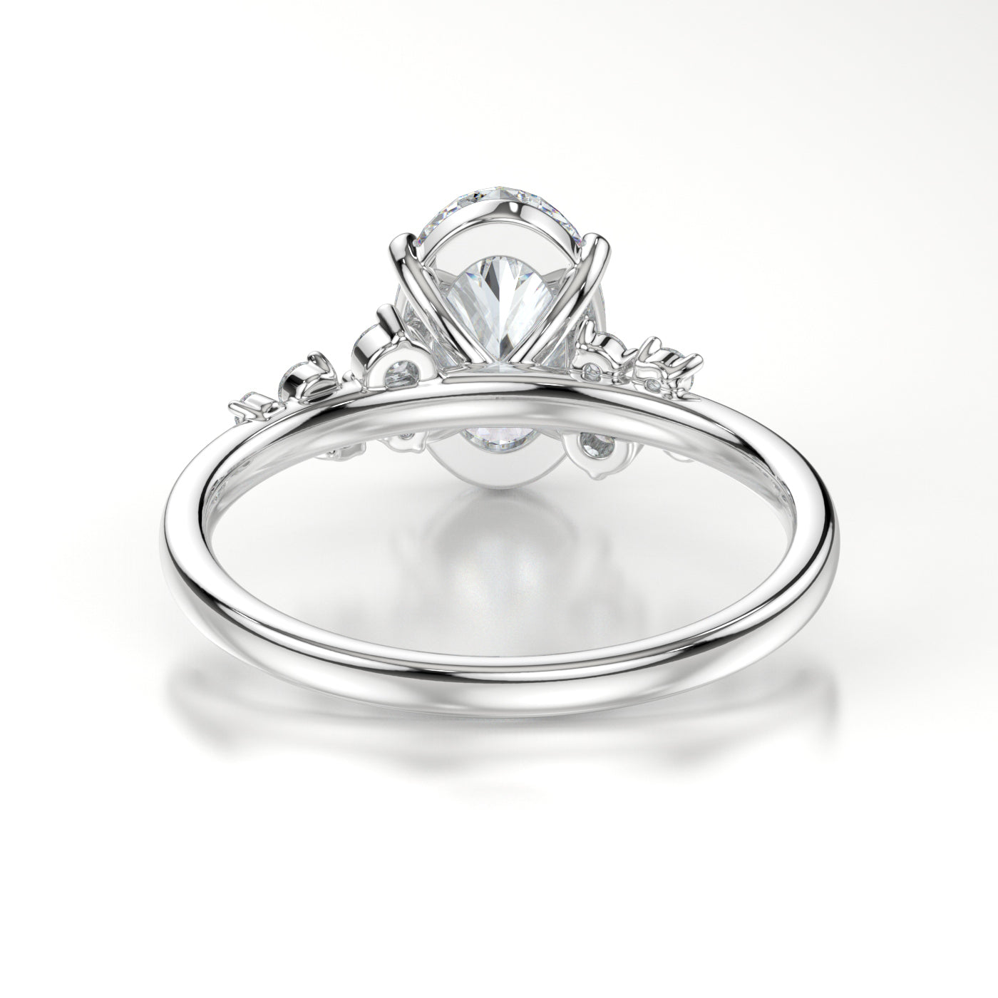 Oval Cluster 4 Claw Set Engagement Ring