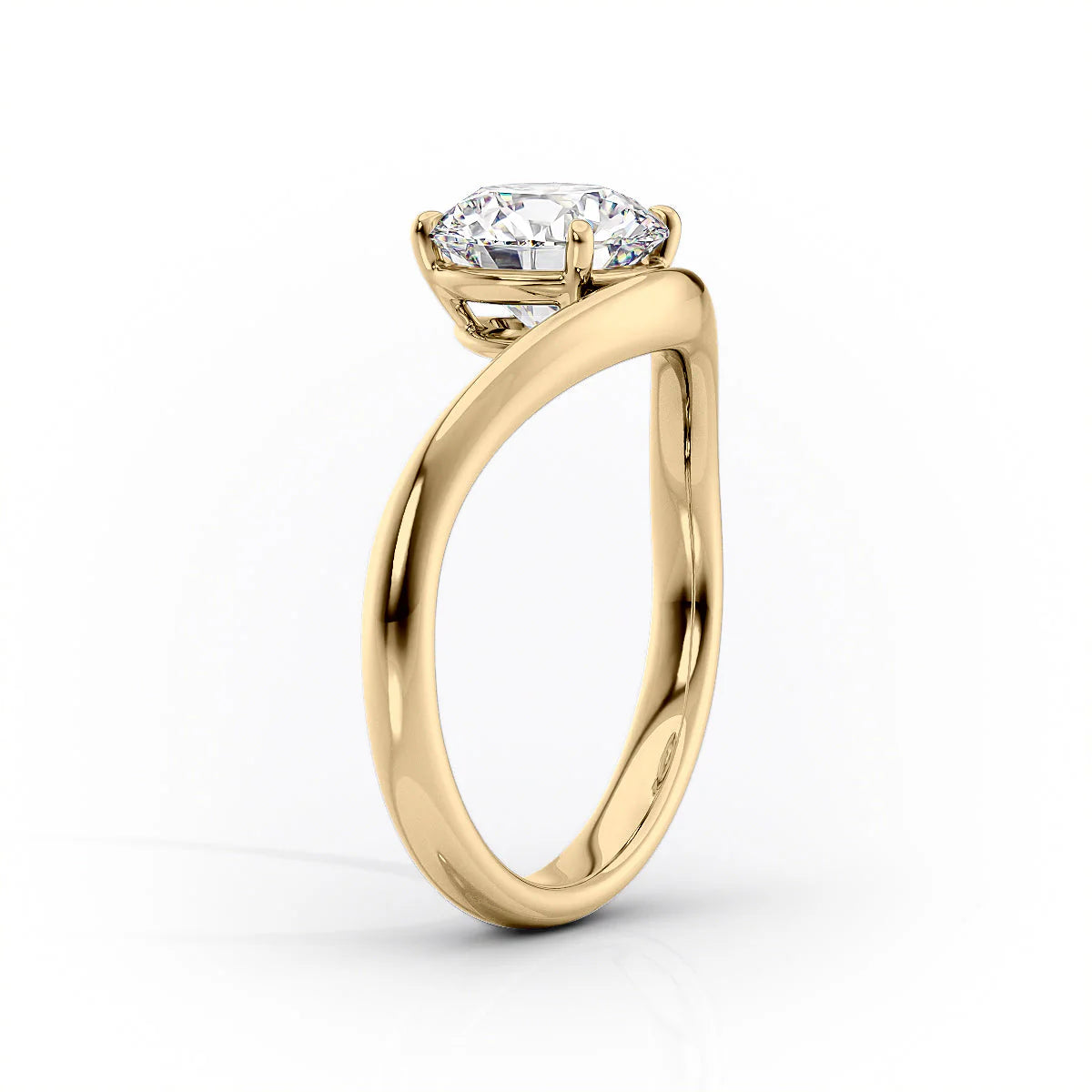 The Oval Brokline Wave Set Solitaire Diamond Ring