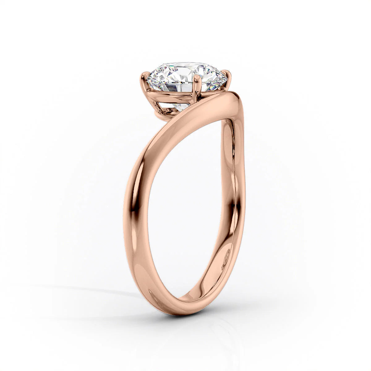 The Oval Brokline Wave Set Solitaire Diamond Ring