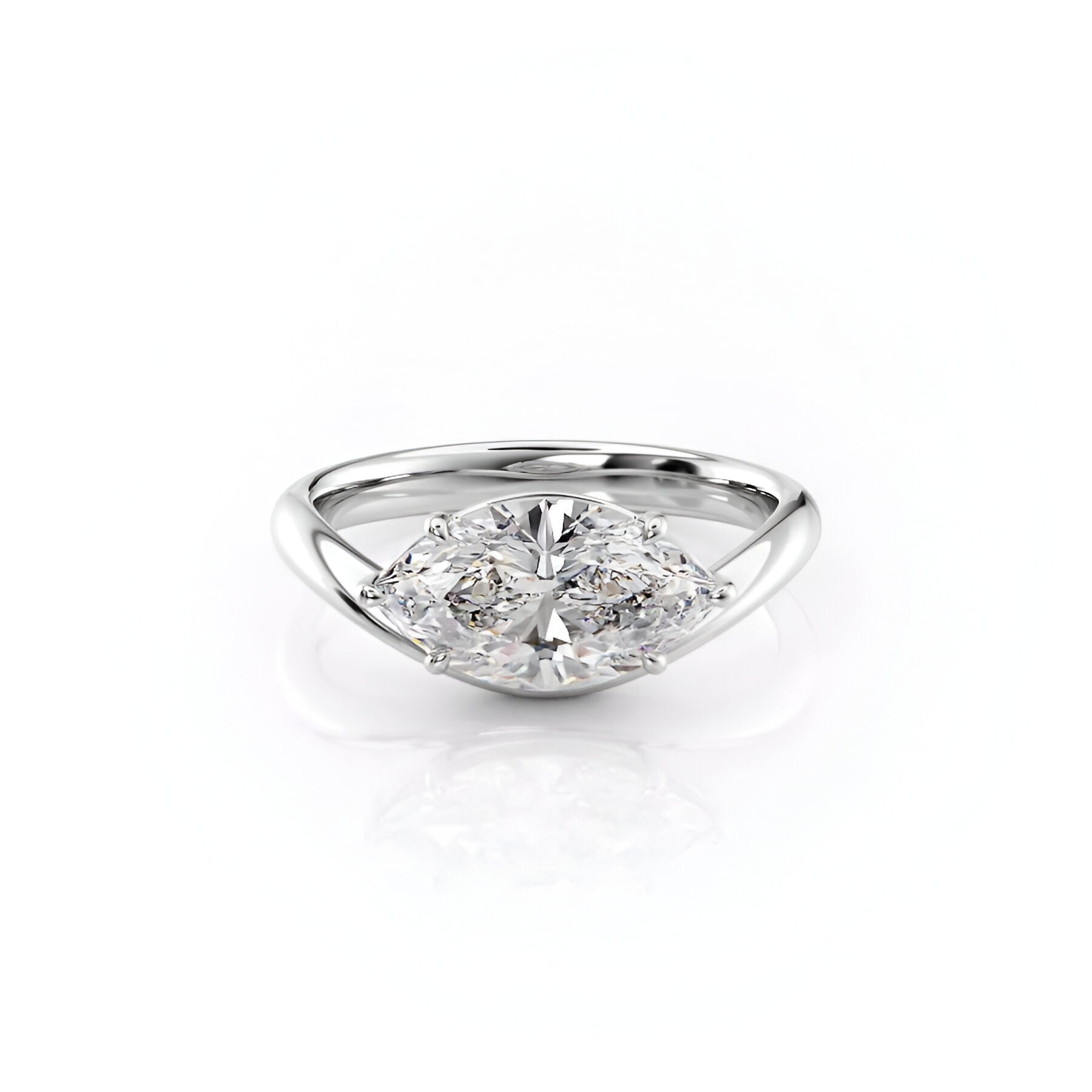 The Marquise Brokline Wave Set Solitaire Diamond Ring