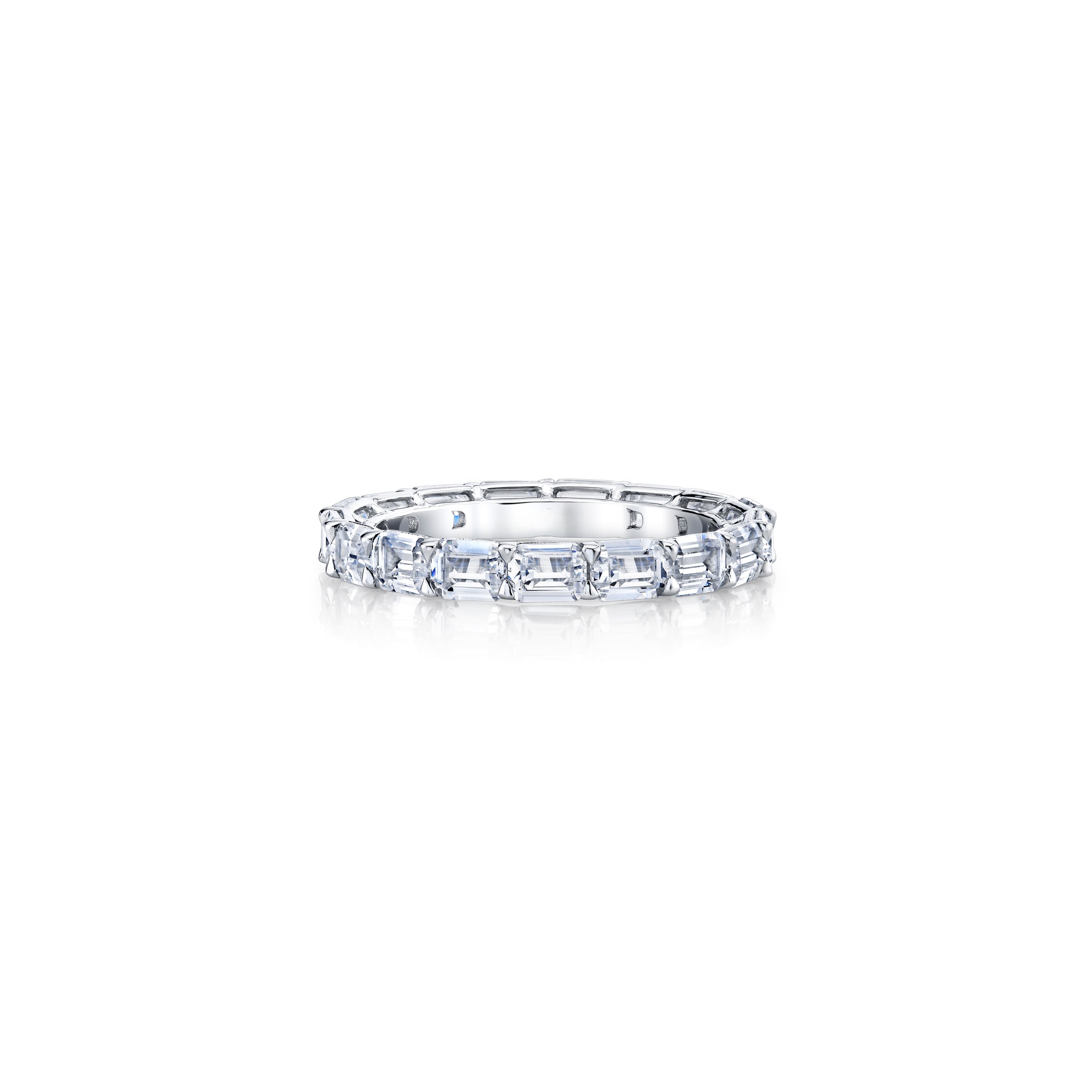 East Or West Emerald Eternity Band Lab Diamond Ring