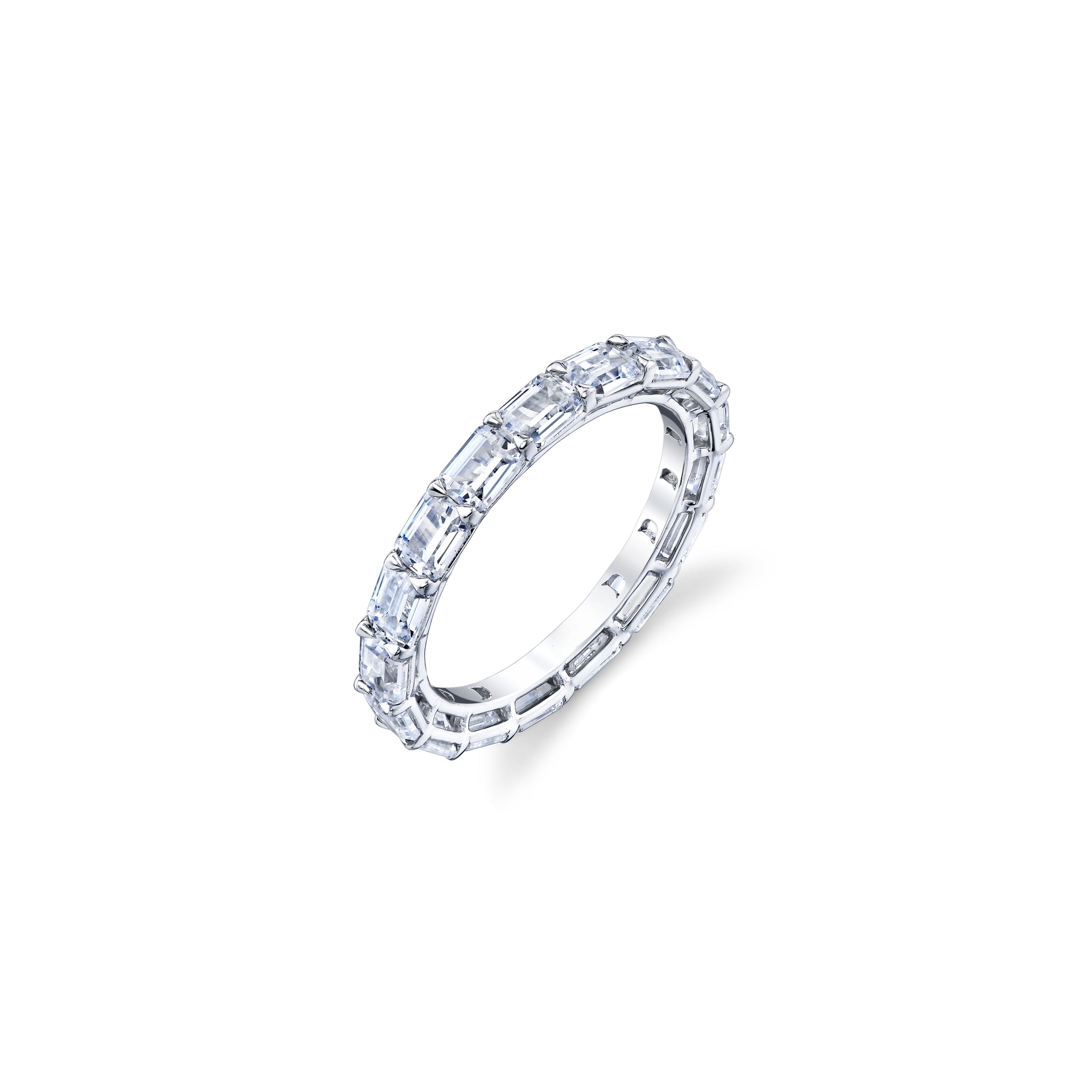 East Or West Emerald Eternity Band Lab Diamond Ring