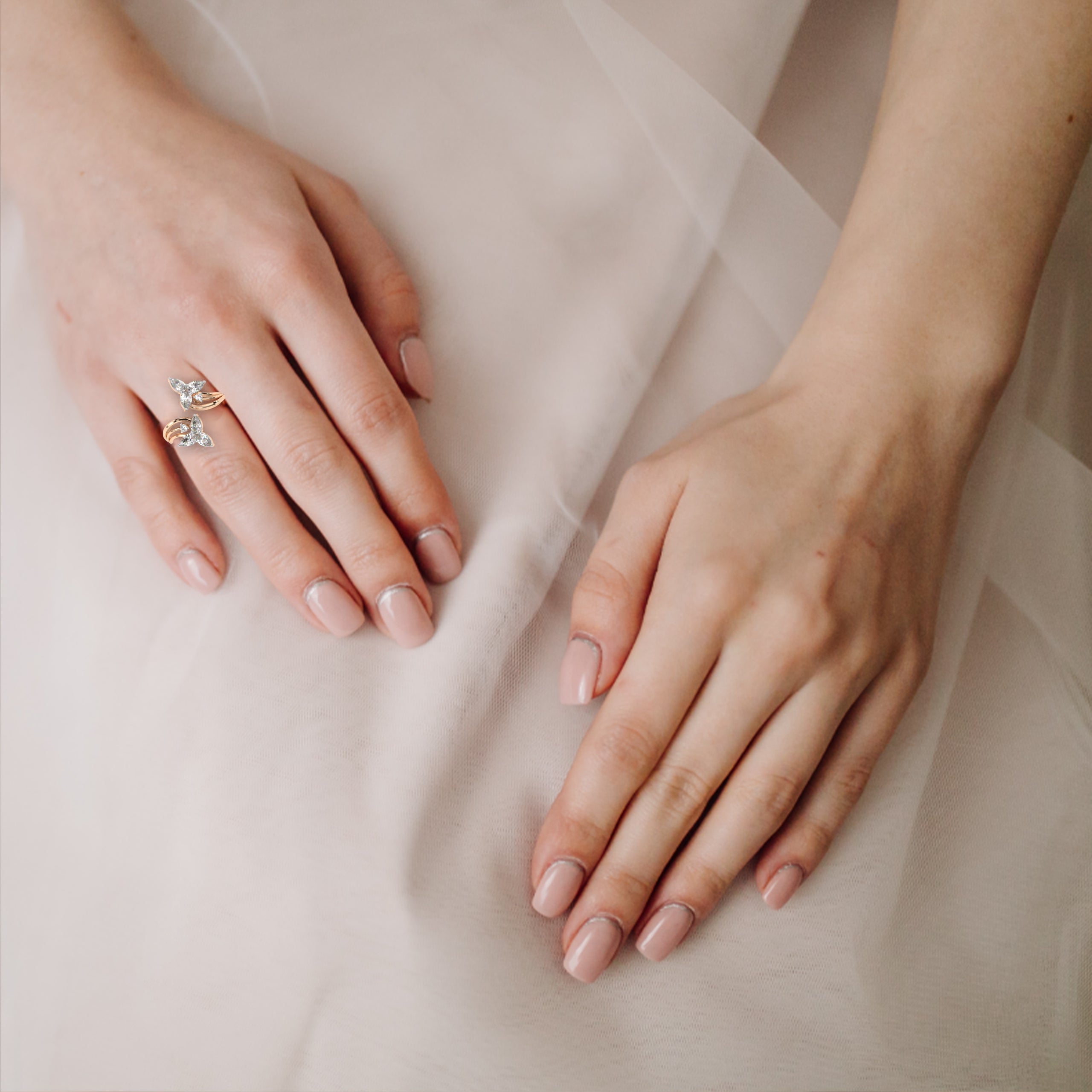 Leaf Inspired Pear Diamond Ring