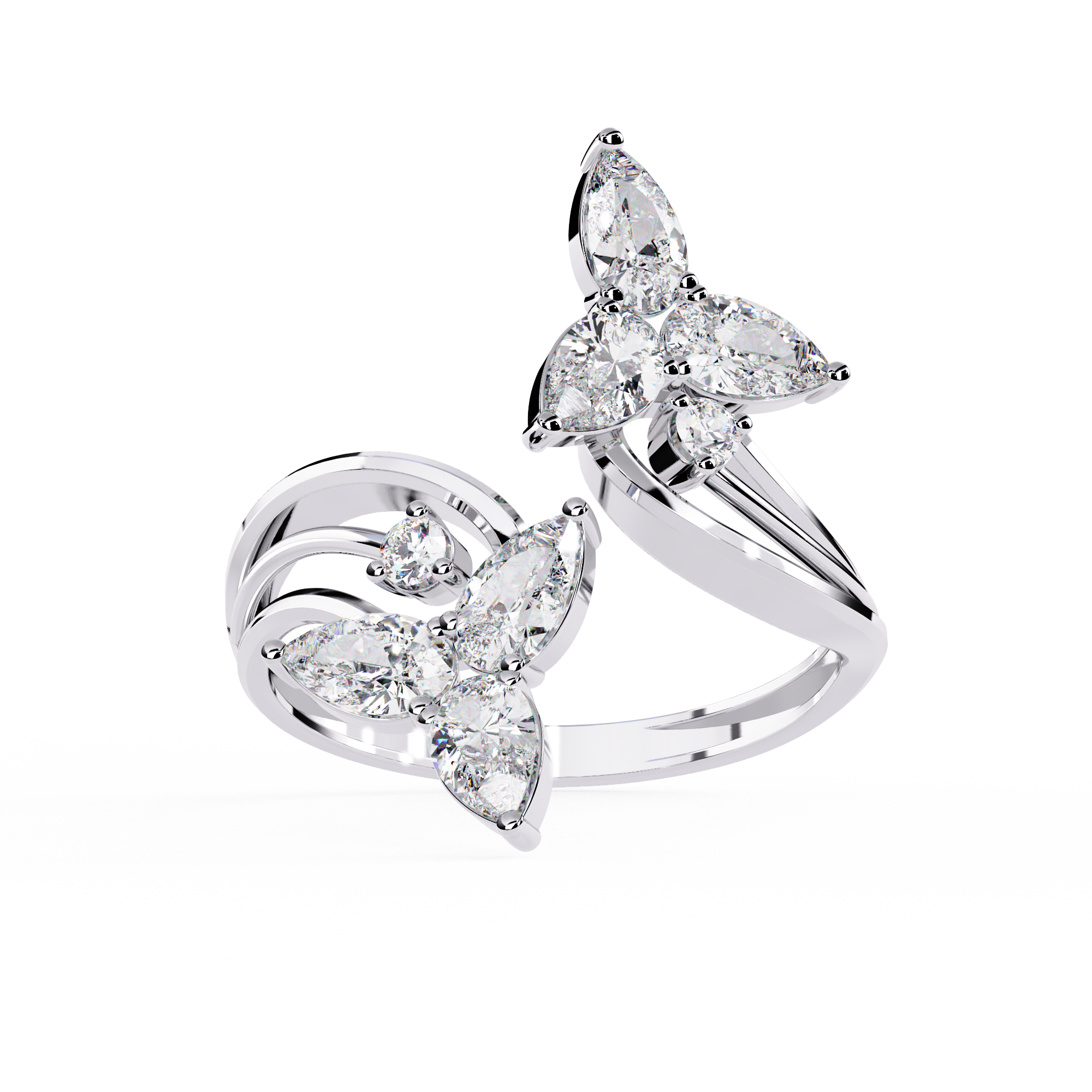 Leaf Inspired Pear Diamond Ring