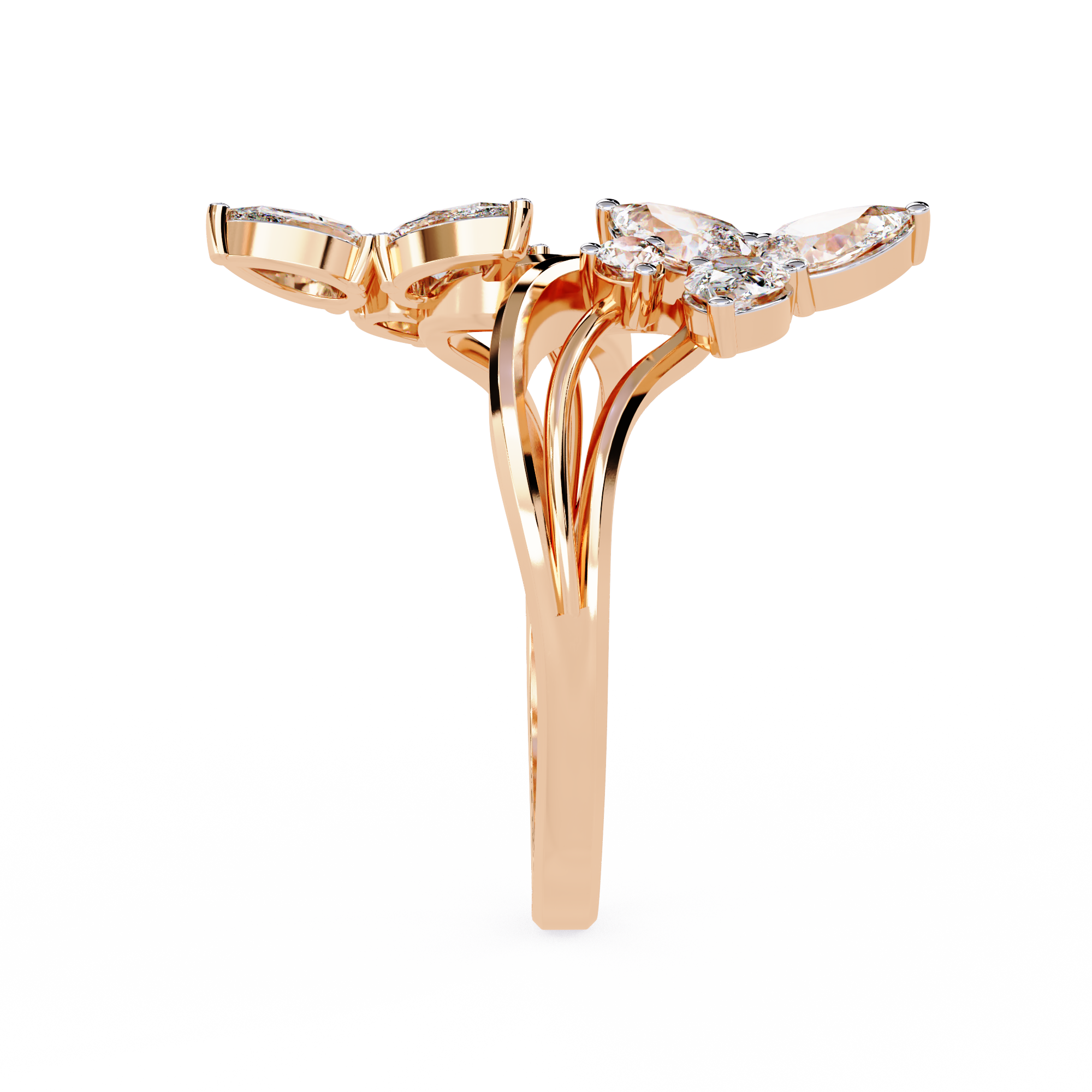 Leaf Inspired Pear Diamond Ring