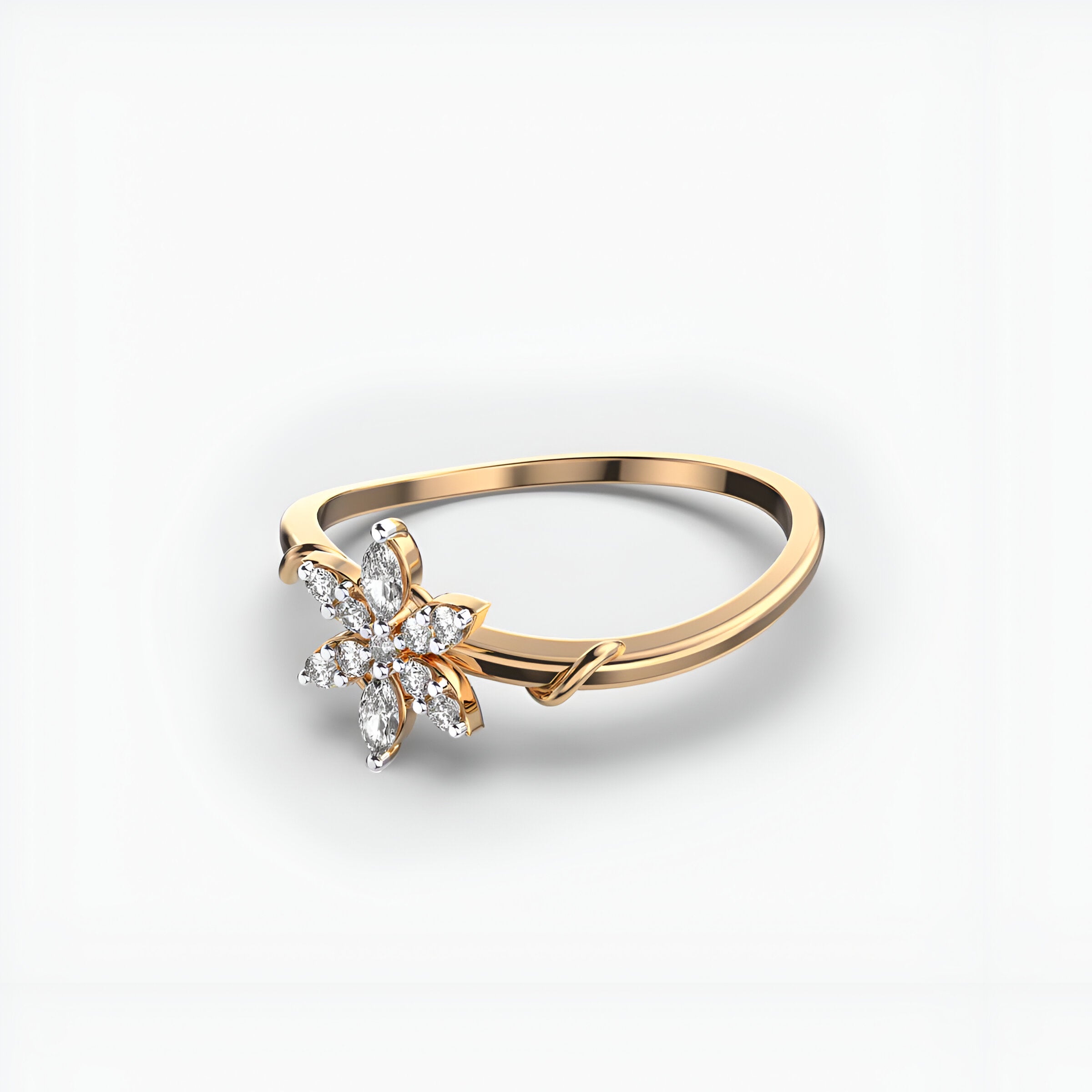 Flower and Vine Diamond Ring