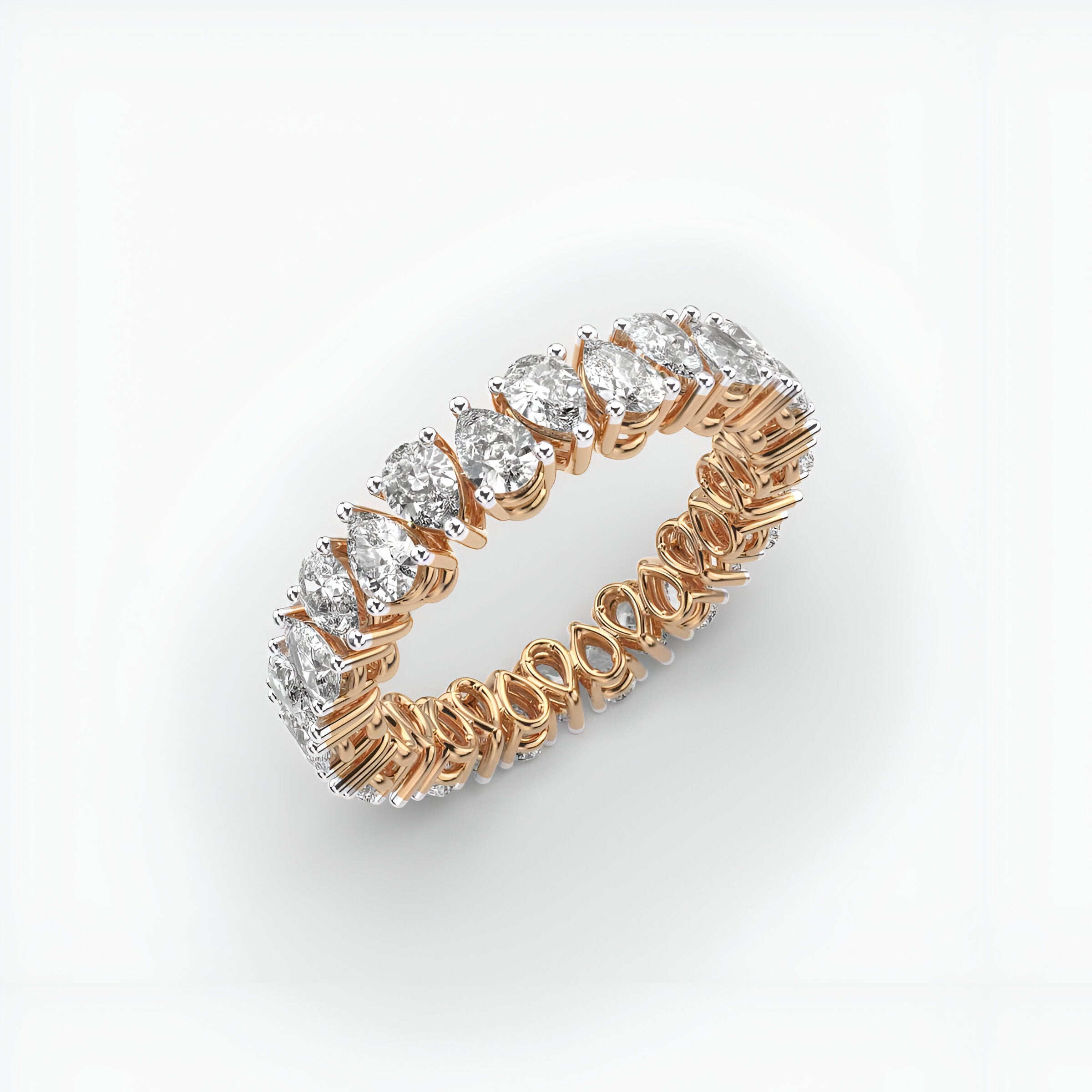 Glistening Beauty Pear Eternity Ring