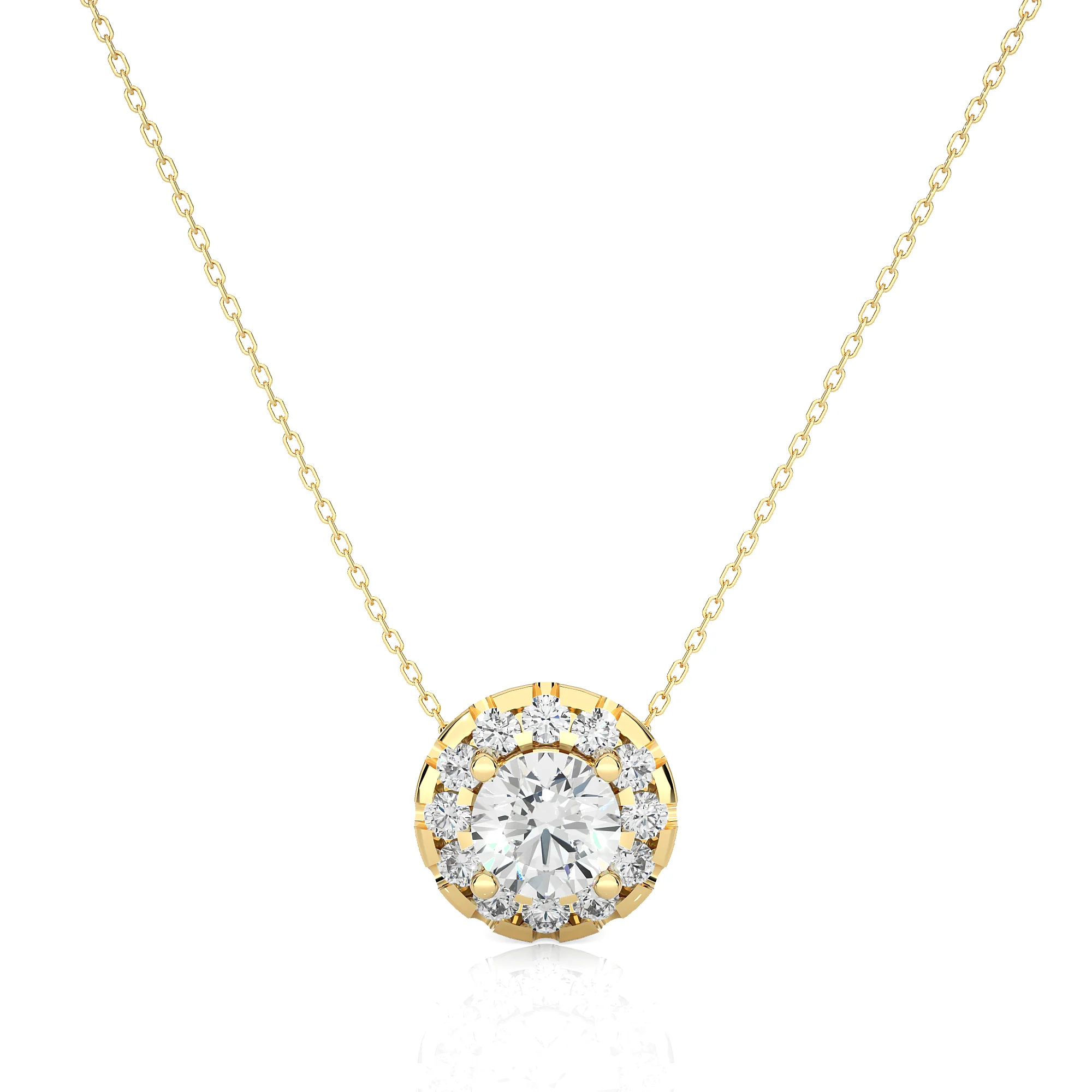 HALO DESIGN SOLITAIRE DIAMOND PENDANT