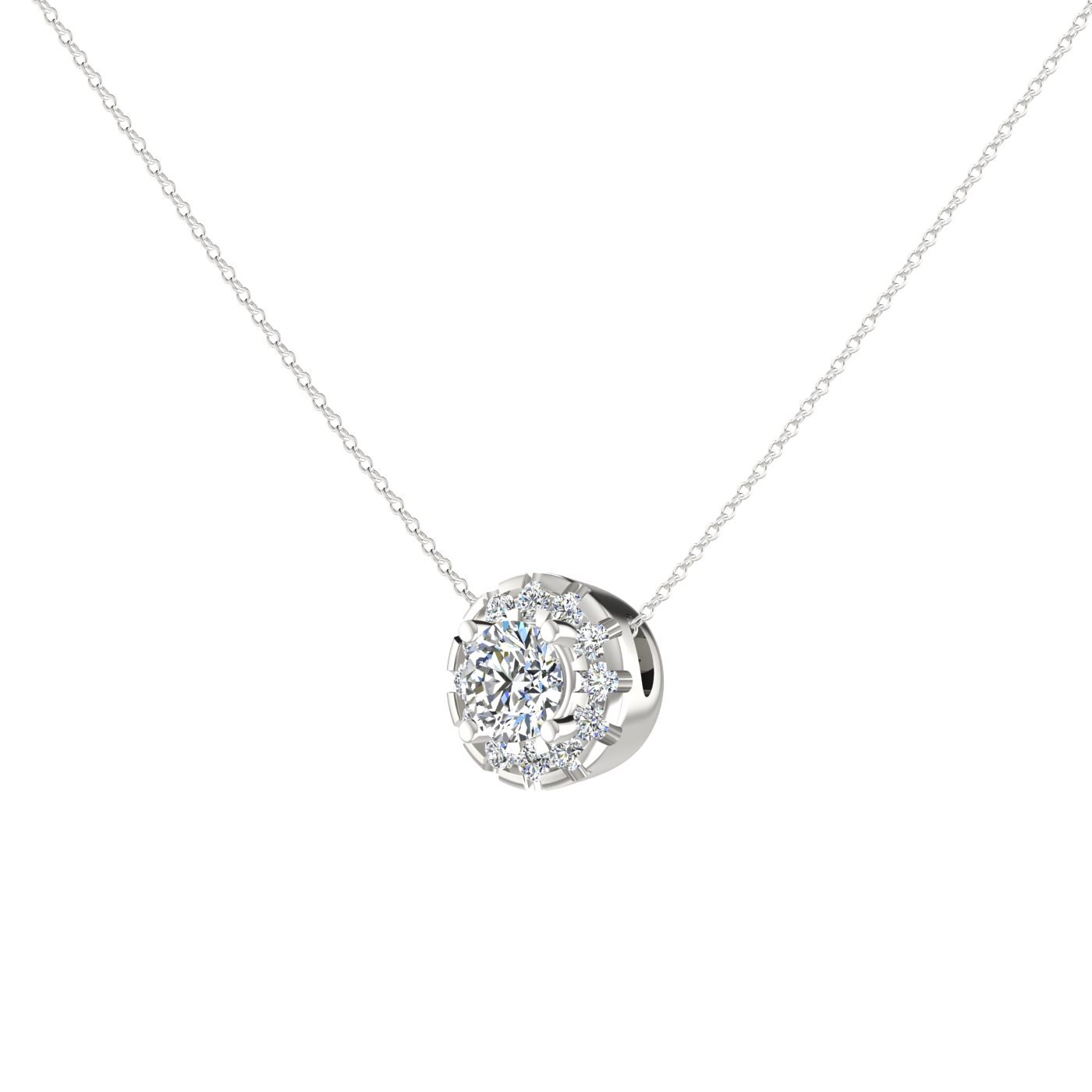 HALO DESIGN SOLITAIRE DIAMOND PENDANT