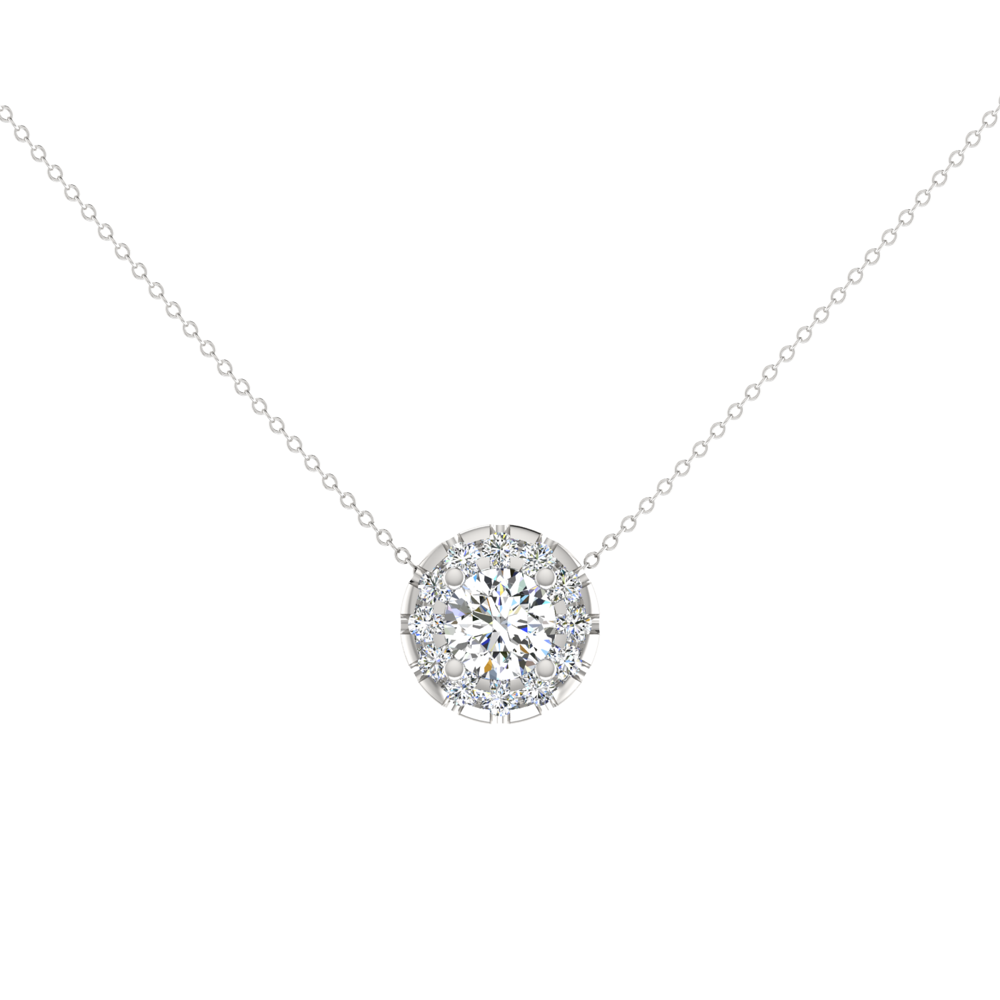 HALO DESIGN SOLITAIRE DIAMOND PENDANT