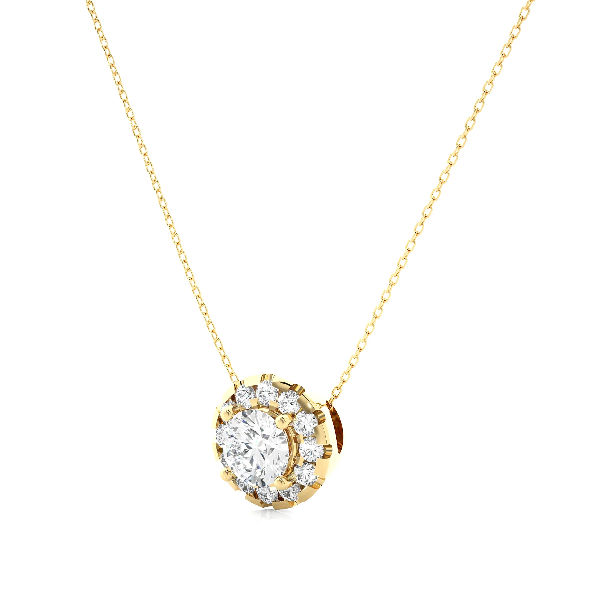 HALO DESIGN SOLITAIRE DIAMOND PENDANT